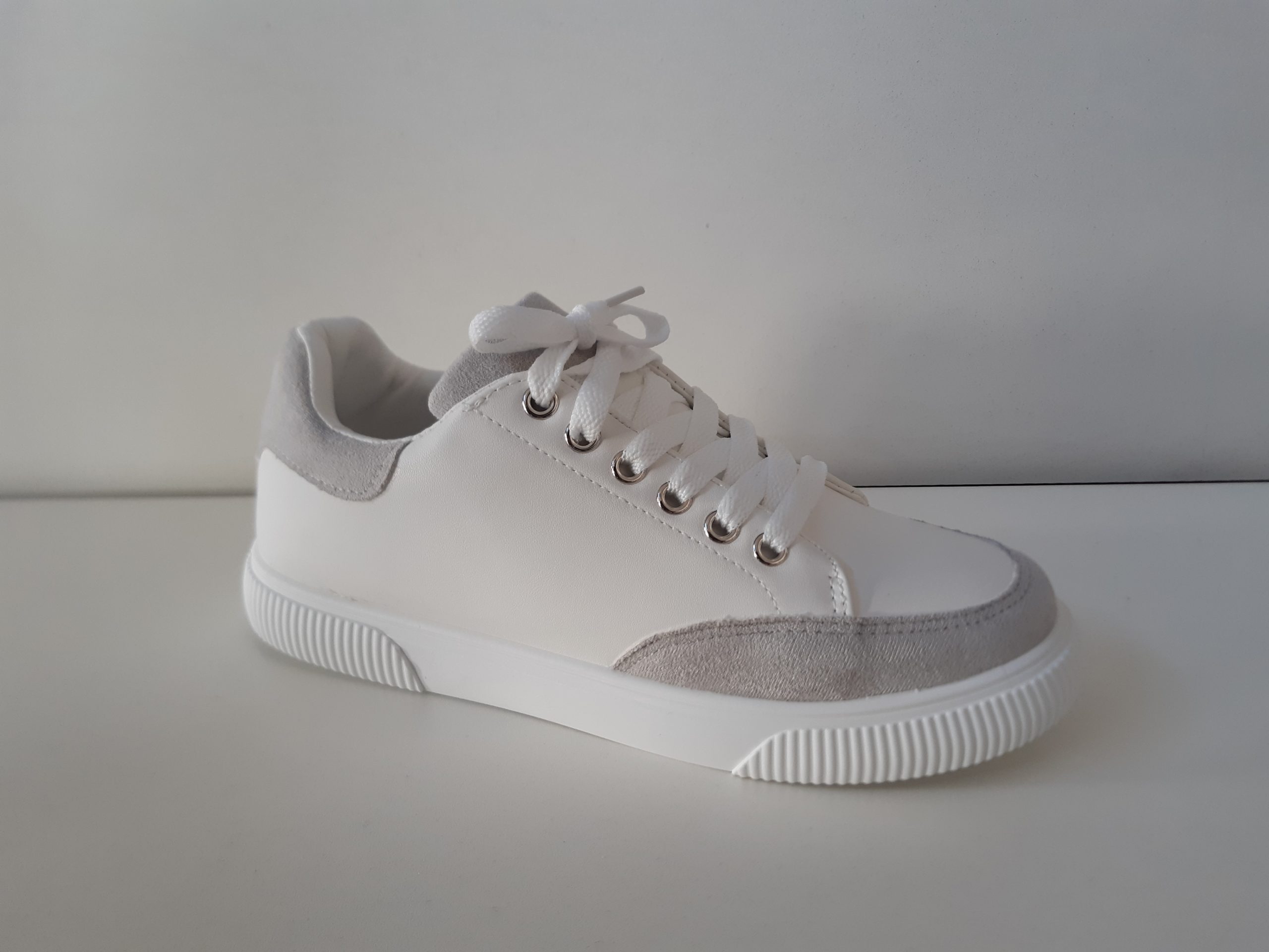 Runners white-grey flat sole – Bella Shoes – Unique Women Shoes collection